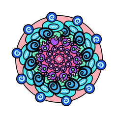 Hand drawing colored mandala round ornament