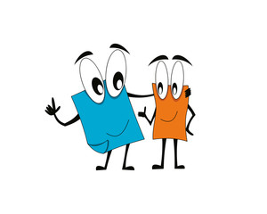 two blank paper sheet characters