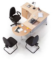 Office furniture on a white background top view 