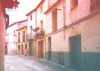 Narrow street at old spanish town.  Calaceite