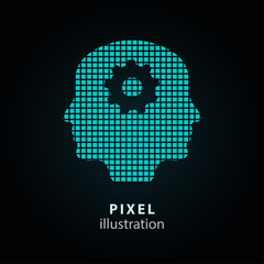 Human interaction - pixel illustration.
