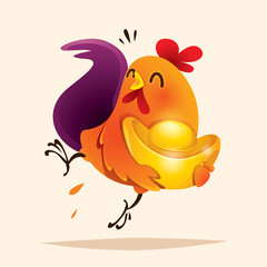 Rooster design with chinese gold. Chinese New Year.
