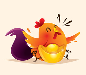 Rooster design with chinese gold. Chinese New Year. 