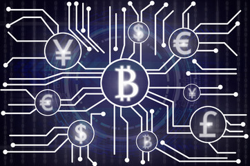 Abstract photo of FINTECH connection over the technology and dig