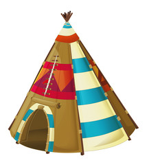 Cartoon traditional tent - tee pee - isolated - illustration for children © honeyflavour