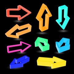 Abstract arrows on black backgound.