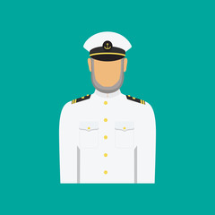 Ship captain in uniform in flat style. Vector illustration.