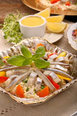 Christmas herring salad with lemon dip