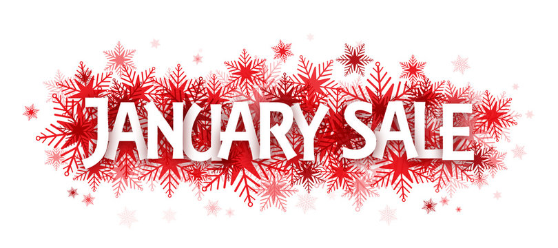 JANUARY SALE Vector Letters Icon with Snowflakes