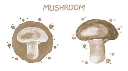 Vegetables set - mushroom. Watercolor drawing