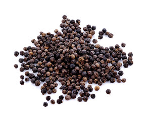 Black peppercorn isolated on white background