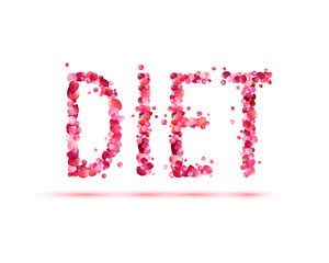 Diet. Vector pink rose petals word