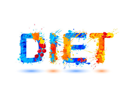 Diet. Vector watercolor splash paint word