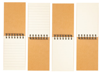 Blank notebook recycled paper on white background