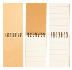 Blank notebook recycled paper on white background