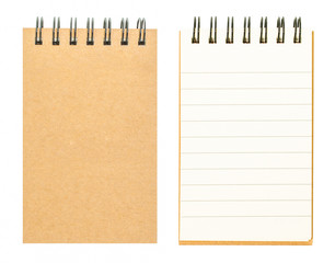 Blank notebook recycled paper on white background
