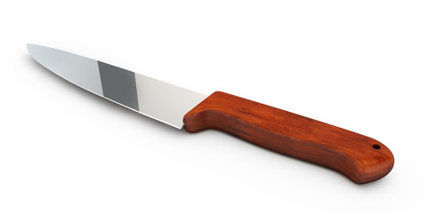 isolated kitchen knife on a white background 3d render