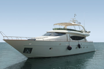 Fototapeta na wymiar Luxury yacht with horizon line