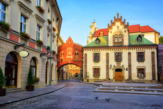 Fototapeta Little street in the old town of Krakow, Poland