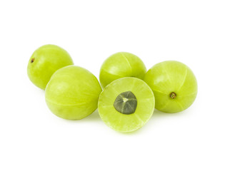 Fresh Indian gooseberry fruit on white background, fruit for hea