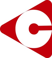 Letter c rounded triangle - Shape red logo design