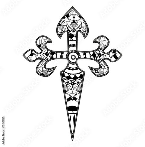 Download "Vector illustration of a black and white mandala cross ...