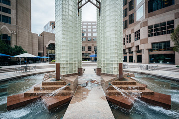 Fountains and park in Uptown Charlotte, North Carolina.