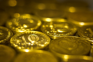 coins, money, gold/ background with gold of coins