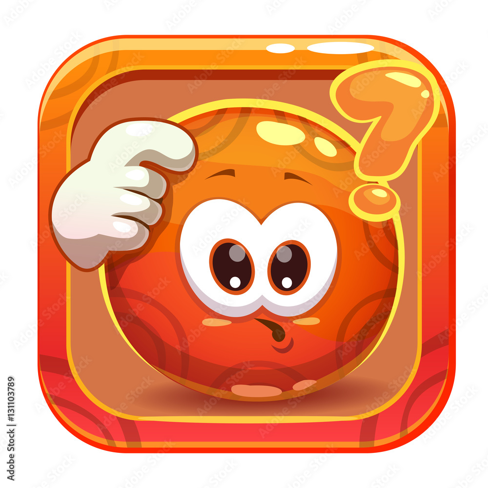 Wall mural app icon with funny cute orange character.