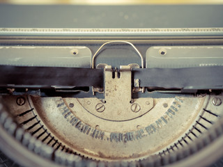 close-up old typewriter. vintage retro styled.