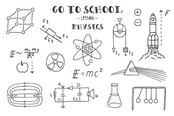 Physics. Hand sketches on the theme of Physics. Vector illustration.