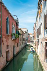 Beautiful view of water street and old buildings in Venice, ITAL