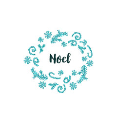 Christmas card on white background with blue elements and text