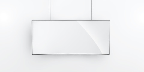 3d Illustration of TV with black frame mockup on white wall