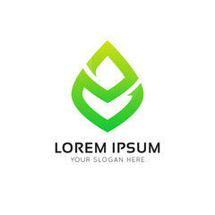 Minimalistic eco icon leaf logo sign vector design