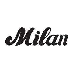 hand-written word Milan, vector illustration