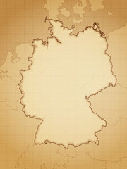 Germany map drawn on aged paper vector illustration.