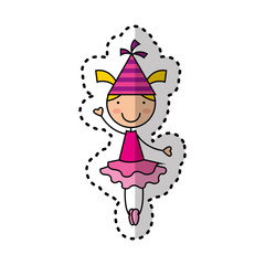 cute girl character with hat party vector illustration design