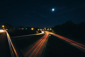Fototapeta na wymiar Long exposure of traffic on the Andrew Jackson Highway from the