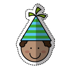 cute boy character with party hat vector illustration design