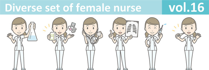 Diverse set of female nurse , EPS10 vector format vol.16