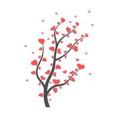 Heart tree. Valentine tree. Love. Red heart.