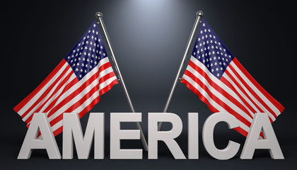 3d amerikanische Flaggen. Neuwahlen, neuer Präsident, neue Regierung, neue Politik.