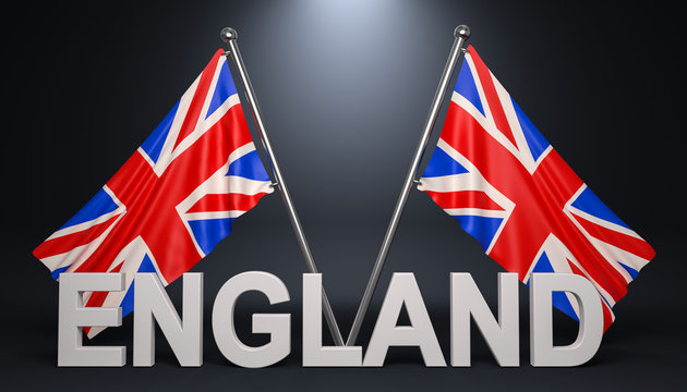 3d englische Flaage, englische Fahne, vereinigtes K&ouml;nigreich, Landesflaage,