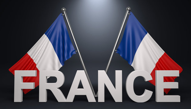 3d franz&ouml;sische Flaagen, Landesflagge, Frankreich