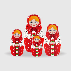 Russian dolls or matryoshka dolls. Vector illustration isolated on background.