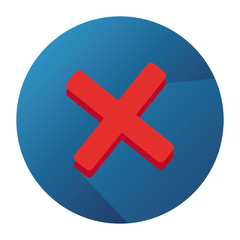 Vector Flat Icon With Abandon Red Mark And Blue Button With Long Shadow