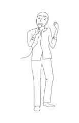 Man singing into microphone vector