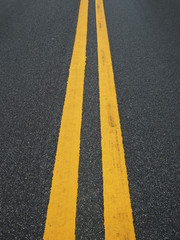 The yellow line on the road