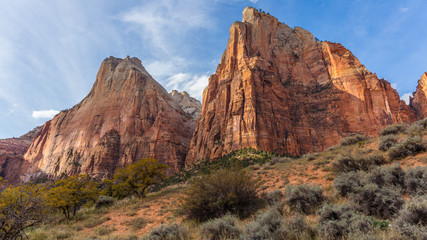 Amazing mountain landscape. The breathtaking views of the valley. Zion National Park, Utah, USA